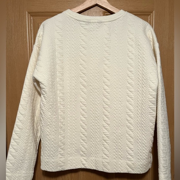 Lands' End Women's Oversized Quilted Cable Sweatshirt - Picture 8 of 10